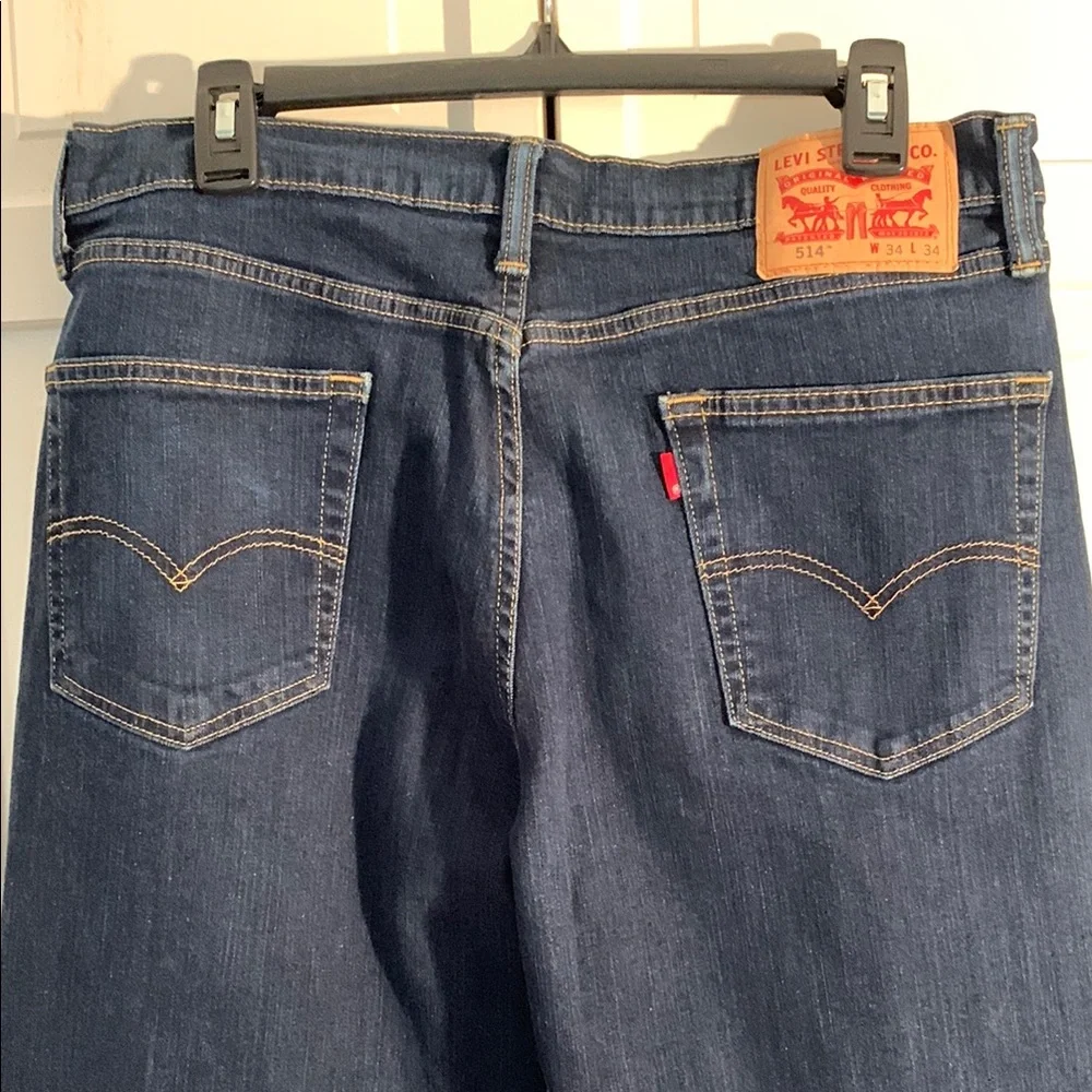 Levi's 514 34 x 34 Straight Leg Dark Wash Classic Fit Jeans EUC